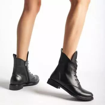 Черные женские кожаные сапоги из натуральной кожи