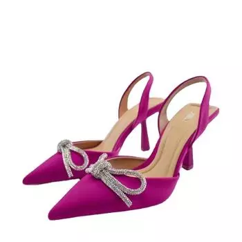 Черные женские модные туфли-лодочки на высоком каблуке с бантом, заостренные сандалии на каблуке, женские туфли-лодочки, элегантные туфли-лодочки, розово-синие вечерние туфли на каблуке 35