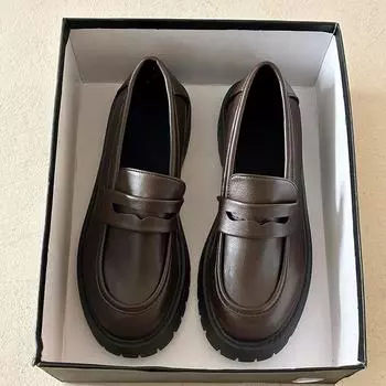 Черные женские мокасины Lucyever из искусственной кожи на платформе в стиле преппи, слипоны для студентов, женские туфли на толстой подошве, размер 43 36