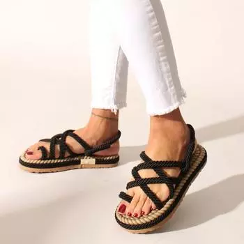 Черные женские сандалии Rope Rope