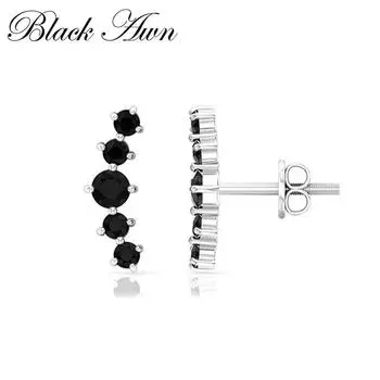 Черные женские серьги-гвоздики BLACK AWN