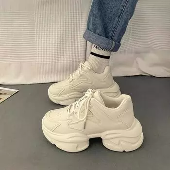 Черные женские туфли для папы, новые весенние и осенние износостойкие кроссовки с толстой подошвой для отдыха 35 чёрный