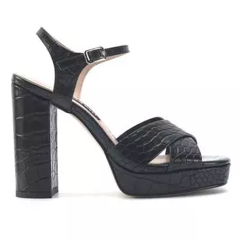 Черные женские туфли из крокодиловой кожи, женские босоножки на толстом каблуке с ремешком на щиколотке, RA-029