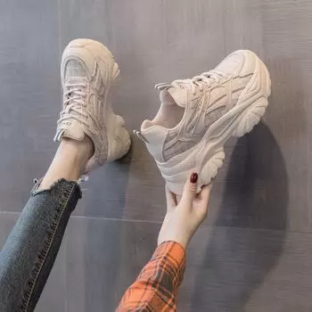 Черные женские туфли модные весна-лето новые студенческие универсальные толстые туфли увеличены за счет спортивной обуви для отдыха 40 белый