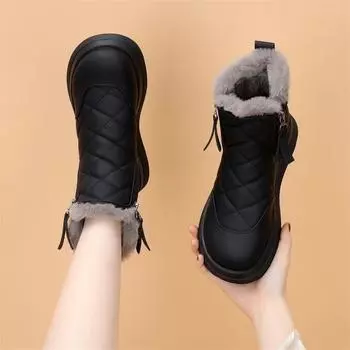 Черные зимние ботинки Tabi на плоской подошве для женщин, женские туфли с круглым носком, удобные, нескользящие, для косплея, овечки, новинка весны 2024 г. 35