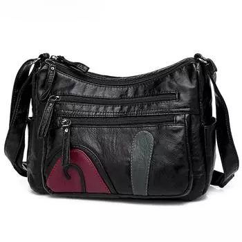 Черные зимние стильные роскошные кожаные сумки из мытой кожи, женские сумки, дизайнерские женские сумки через плечо для женщин