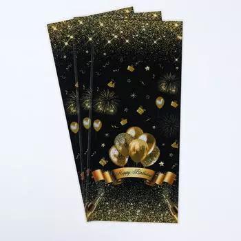 Черные золотые подарочные пакеты на день рождения, пластиковые пакеты для конфет, золотой дизайн с воздушными шарами, идеально подходит для вечеринок по случаю дня рождения для взрослых AS SHOWN