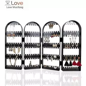 Черный 120/180/240/300/360 отверстий Пластиковые серьги-гвоздики Дисплей Стойка Складной экран Серьги Ювелирные изделия Дисплей Держатель Коробка Для Хранения