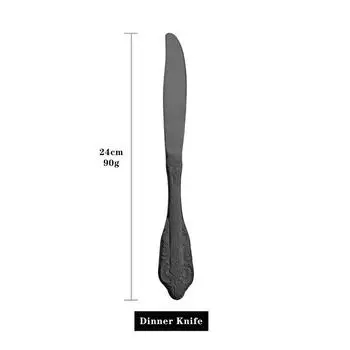 Черный 18/10 набор столовых приборов в стиле ретро из нержавеющей стали, набор столовой посуды, нож, вилка, ложка, чайная ложка, набор посуды, набор столовых приборов для кухонного ужина 1Pc Tea Spoon чёрный