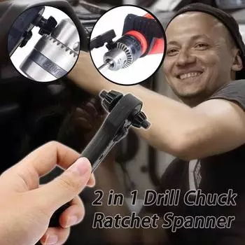 Черный 2 в 1 трещотка, головка совместима с патроном дрели, эффективный и удобный One Size чёрный