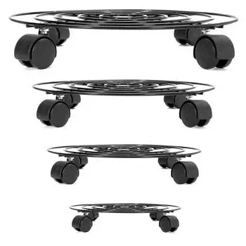 Черный 4 размера металлический круглый поддон для цветочного горшка 4 колеса тяжелый контейнер для цветов тележка для перевозки горшков держатель для тарелок садовые инструменты