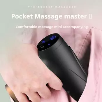 Черный 4 типа массажных головок Мини-пистолет для фасции Многоуровневый массажный пистолет Оборудование для мышечного расслабления Портативный вибрационный массажер black чёрный