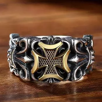 Черный агат бриллиант ретро властная пара большой бриллиант средний палец указательный палец подвижный рот One Size золотой