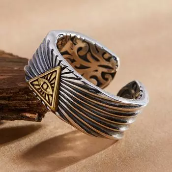 Черный агат бриллиант ретро властная пара большой бриллиант средний палец указательный палец подвижный рот One Size