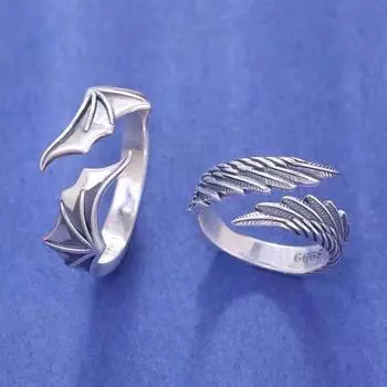 Черный агат бриллиант ретро властная пара большой бриллиант средний палец указательный палец подвижный рот One Size