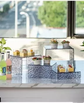 Черный акриловый десертный стол для фуршета, поднос для еды, подставка для фуршета, подставка для чайного перерыва, подставка для торта, витрина, тарелки, украшения для кухни, кухонные принадлежности