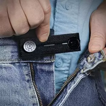 Черный эластичный удлинитель талии из 2 частей с регулировкой, подходит для брюк - удобная посадка, прочная пластиковая пряжка с текстурированной поверхностью для надежной фиксации one size fits all чёрный