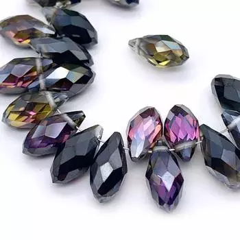 Черный Александрит LB 50 шт. Блестящие ювелирные изделия Капельные стеклянные бусины Ассортимент Упаковка Граненые ограненные капли Ювелирные изделия Briocut Creocut Аксессуары Части Драгоценный камень