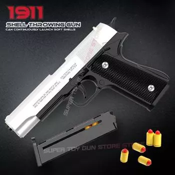 Черный автоматический Colt 1911 Автоматический игрушечный пистолет с мягкой пулей, пневматический пистолет, оружие для стрельбы, игрушка для мальчика, непрерывная стрельба