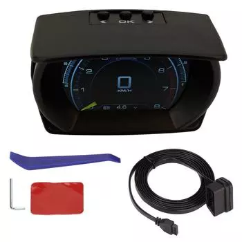 Черный автомобиль HUD дисплей многофункциональный OBD HUD датчик 9 сигнализация безопасное вождение для OBD II компактный автомобиль