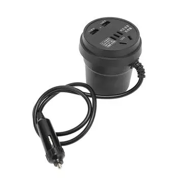 Черный автомобильный инвертор 150 Вт DC 1224 В в AC 110 В220 В преобразователь 2 порта USB адаптер питания для автомобиля