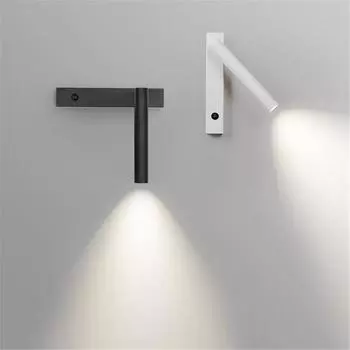 Черный белый 3 Вт 5 Вт регулируемый светодиодный настенный светильник с выключателем прикроватный настенный светильник, светодиодное настенное освещение для чтения в спальне 3W