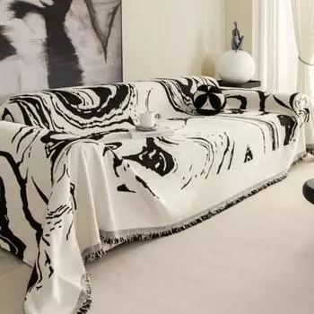 Черный, белый цвет, чехол для диванной подушки, чехол для дивана, синель, универсальное полотенце для дивана, чехол для дивана, коврик для домашних животных, диван для гостиной, пыленепроницаемый 180x130cm