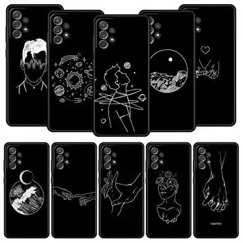 Черный белый линии Модный чехол для Samsung A51 A71 A21S A12 A11 A15 A25 A31 A41 A52 A32 A23 A33 A53 A73 A03S A05S A13 5G Чехол Samsung A01