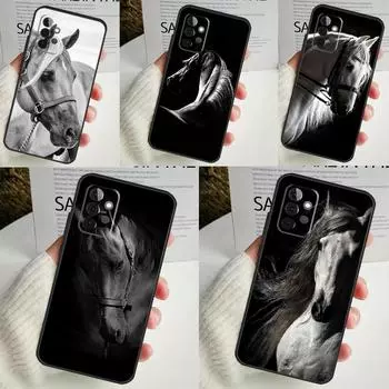 Черный Белый Лошадь Чехол Для Samsung Galaxy A54 A34 A14 A13 A33 A53 A12 A32 A52 A71 A51 A15 A25 A35 A55 Чехол Samsung A15