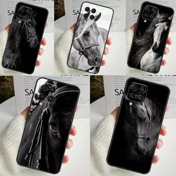 Черный Белый Лошадь Для Samsung Galaxy M12 M32 M52 M14 M34 M54 M21 M51 M31 M30s M20 M15 M55 M13 M33 M53 Чехол Samsung M13 4G