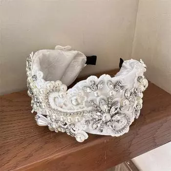 Черный Белый Принцесса Мода Милые Аксессуары-Кольца Ручной Работы Вечерние Головные Уборы Цветочные Ободки Цветочная Повязка для Волос Свадебная Корона