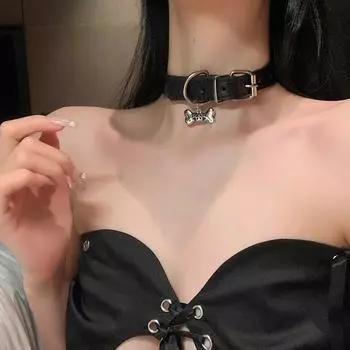 Черный Белый Собака Кость Y2K Hottie Милый Крутой Ошейник Чокер Шея Цепь Ошейник Ключица Цепь Ожерелье Женский Крутой