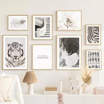 Черный, белый, тигр, цветок зебры, Рим, Колизей, плакаты на скандинавскую тему и принты, настенная живопись на холсте, домашний декор, фотографии для гостиной 21x30cm No Framed