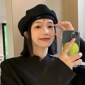 Черный берет для детей с большой головой, японский, британский, весенний и осенний, шляпа художника с изображением звездчатого аниса M56-58cm