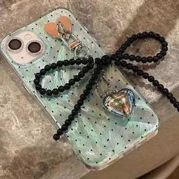 Черный бисерный бант брелок Ins стиль бант телефон кулон чехол для наушников подвески сумка декор брелок для ключей автомобиля as the picture