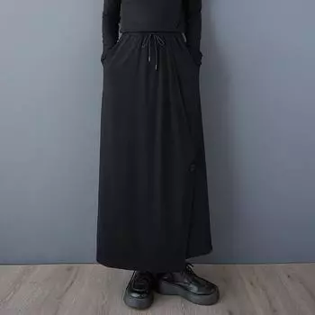 Черный Большие размеры хлопок Винтаж высокая талия Повседневный свободный Весна осень широкие брюки юбка женские брюки