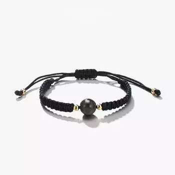 Черный браслет для женщин, ручное вязание, 8 мм, обсидиан, модные украшения, ювелирные изделия в стиле бохо, браслеты с подвесками, плетение, подарок