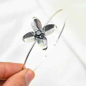 Черный браслет из шпинели, браслет из стерлингового серебра 925 пробы, ювелирные изделия ручной работы с драгоценными камнями, подарки для жены, совершенно новый браслет Adjustable чёрный