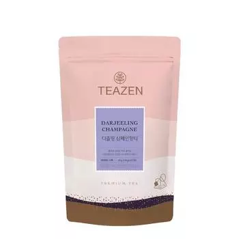 Черный чай Teazen Darjeeling со вкусом шампанского, 25 пакетиков (Треугольный чайный пакетик), Корейский Комбуча