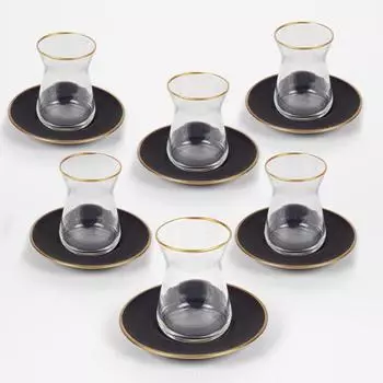 Черный чайный набор из 12 предметов -132 мл