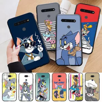 Черный чехол AT23 Tom Jerry Cat для OPPO Reno 8 6 5 4 Pro Find X3 A17 A31 A38 A40 A53 A54 A55 A74 A76 A78 A77 A80 A94 A95 A96 Pro Sofe Cover OPPO Reno 5 Pro 5G эбеновый