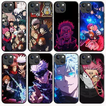 Черный чехол B-36 Jujutsu Kaisen для Redmi 10A 10C 12C 13C 9A 9C 9T A3X Note 10 9 9S 10S iPhone 11 12 13 14 15 16 X XS Pro Max Mini 7 8 Plus XR Redmi 12C коричневато-жёлтый