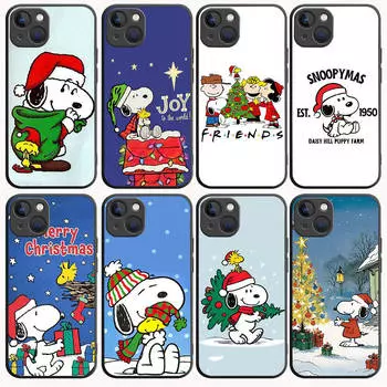 Черный чехол B-92 с Рождеством Снупи для OPPO A5 A9 A15 A16 A55 A94 A95 A96 Reno 6 7 8 10 5G Realme 7I 8I C30 C31 VIVO V23E V25 V27 Pro Y20S Y17S VIVO V23 капри