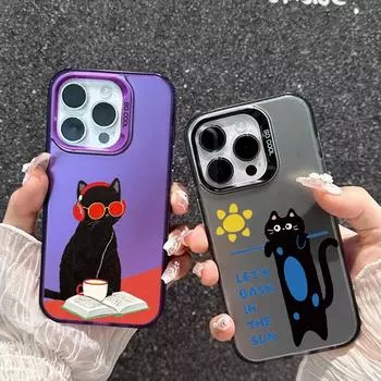 Черный чехол Cat для iPhone 16 Samsung A55 A35 A34 S24 FE Xiaomi Redmi Note 13 Pro 14C Huawei Honor 200 противоударный бампер для телефона с защитой от царапин Samsung A54 5G