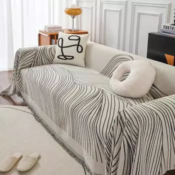 Черный Чехол для дивана из шенилла, ткань для дивана, одеяло с кисточками, полное покрытие, универсальное полотенце для дивана, пыленепроницаемая подушка для дивана 180x130