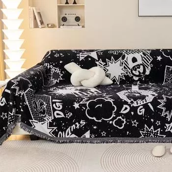 Черный чехол для дивана из синели на все сезоны, новое тканевое полотенце для дивана, полное покрытие, универсальное противоскользящее одеяло 180*130cm
