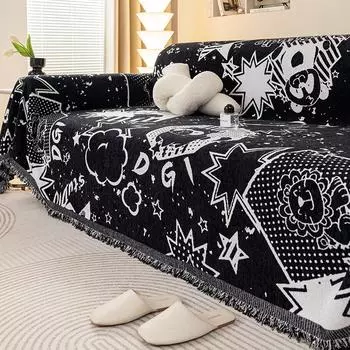 Черный чехол для дивана из синели, универсальное новое тканевое полотенце для дивана Four Seasons, универсальное противоскользящее одеяло с полным покрытием. 180*130cm