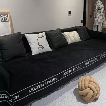 Черный чехол для дивана с защитой от царапин, полотенце в стиле Ins, универсальный универсальный чехол в скандинавском стиле, универсальный чехол для дивана Four Seasons, одеяло с полным покрытием 180*130cm