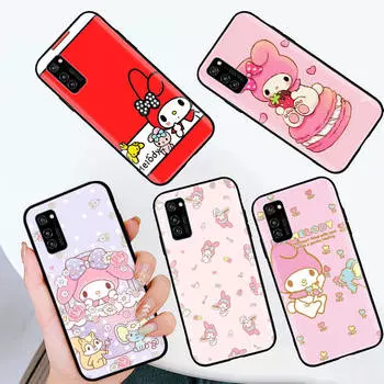 Черный чехол для iPhone 16 15 Plus 14 13 12 11 Pro 8 6 SE XR XS Max P30 Nova 5T Y5P Y6 Y7 Y8P Y9 Realme C30 C33 C31 L-10 My Melody Huawei Y6 2019 капри