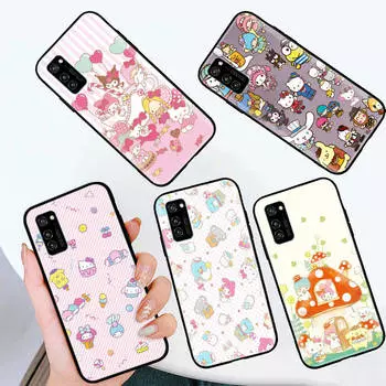 Черный чехол для iPhone 16 15 Plus 14 13 12 11 Pro 8 6 SE XR XS Max P30 Nova 5T Y5P Y6 Y7 Y8P Y9 Realme C30 C33 C31 L-7 Sanrio Персонажи iPhone 15 Plus зелёный